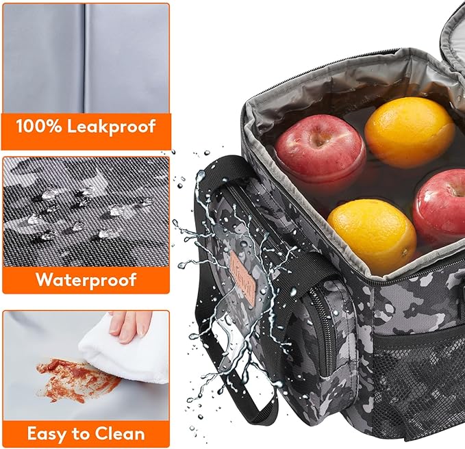 Lifewit Medium Lunch Bag, Insulated Lunch Box, Soft Cooler Cooling Tote for Adult Men Women, Black Camo 12-Can (9L)