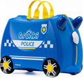 Trunki Ride-On Kids Suitcase | Tow-Along Toddler Luggage | Carry-On Cute Bag with Wheels | Airplane Travel Essentials: Percy Police Car Blue