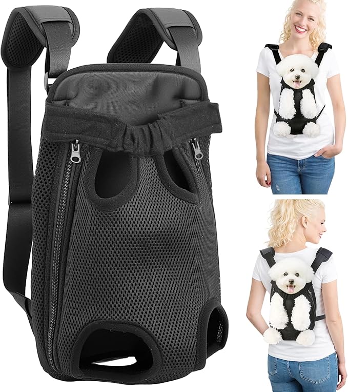 Mosago Dog Backpack Carrier, Adjustable Pet Front Carrier with Thick Padded Bottom Support, Legs-Out Chest Carrier for Small to Medium Dogs 7–11 lbs, Easy Fit for Walking, Hiking, Camping, Traveling
