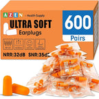 AZEN 600 Pairs Ear Plugs, NRR 32dB Soft Foam Ear Plugs for Sleeping Noise Cancelling, Earplugs for Concerts Shooting Swimming Noise Reduction,Individually Wrapped (Orange)