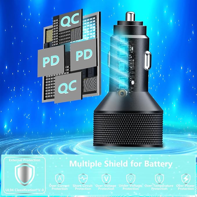 Car Charger USB C, KYOHAYA 2Pack 90W 4-Port Dual USB-C & USB-A Power Cigarette Lighter Adapter PD/QC3.0 Type C Car Charger Fast Charge for iPhone 17 17 Pro 16 15 14 13 12 11/Galaxy S26 S25/Pixel/iPad