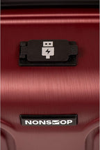 NONSTOP NEW YORK Luggage Expandable Spinner Wheels hard side shell Travel Suitcase Lightweight, TSA Lock, Double USB Port (Burgundy, Carry-On 20-Inch)