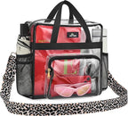 MAY TREE Clear Bag for Stadium Events, 12x6x12 Clear Tote Bag with Removable Strap, Transparent Bag for Concert Sports Gym, Leopard-Strap