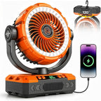 Rechargeable Camping Fan with Oscillating,【Max 60Hrs】Portable Battery Powered Operated Fan,20000mAh Outdoor Turbo Tent Fan & Light,Timer,Hook for Travel,Fishing,Jobsite,Beach,Indoor,Camping Essential