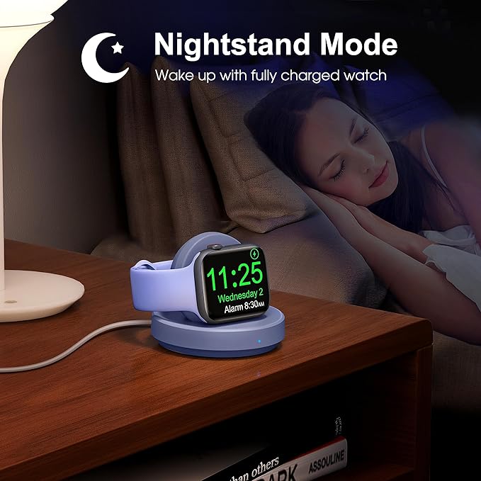 2026 Upgraded for Apple Watch Charger Magnetic Fast Charging Dock,Portable Wireless Charging Stand Compatible with iWatch Series Ultra/SE/11/10/9/8/7/6/5/4/3/2 Support Nightstand Mode-Purple