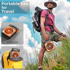 KITWLEMEN Solar Camping Fan with Lantern - Rechargeable Battery Operated Fan, 18H Run Time Max, 4 Speeds, 8H Timer, 90° Adjustable Portable Desk Fan for Hurricane, Power Outage, Outdoor Use