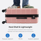 OLIXIS 24 Inch Luggage, Hardside Suitcase with Spinner Wheels, Lightweight ABS Hard Shell Checked Luggage, TSA Approved Lock, Expandable Medium Suitcase for Travel & Business–Pink