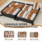 10 Set Compression Packing Cubes for Travel Essentials,Compressible Expandable Packing Cubes for Suitcase,OlarHike Luggage Organizer Bags for Travel,Handy Helper for Organizing Clothes(Brown)