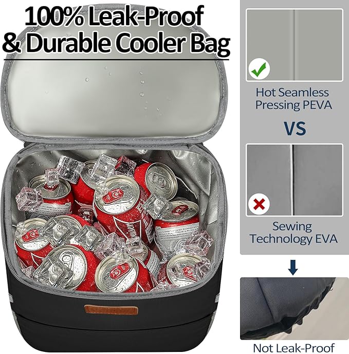 Camping Cooler Backpack 30 45 Cans, Soft Backpack Coolers Insulated Leak Proof Travel Cooler Bag Waterproof Lunch Picnic Beach Work Trip Thermal Bag Drink Beverage Beer Bag Cooler