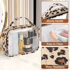 Wedama Clear Toiletry Bag, 2 Pack Clear Makeup Bags with Handles, Large Travel Bags PVC Cosmetic Bag for Women and Men, Carry on Airport Airline Compliant Bag, Leopard Print