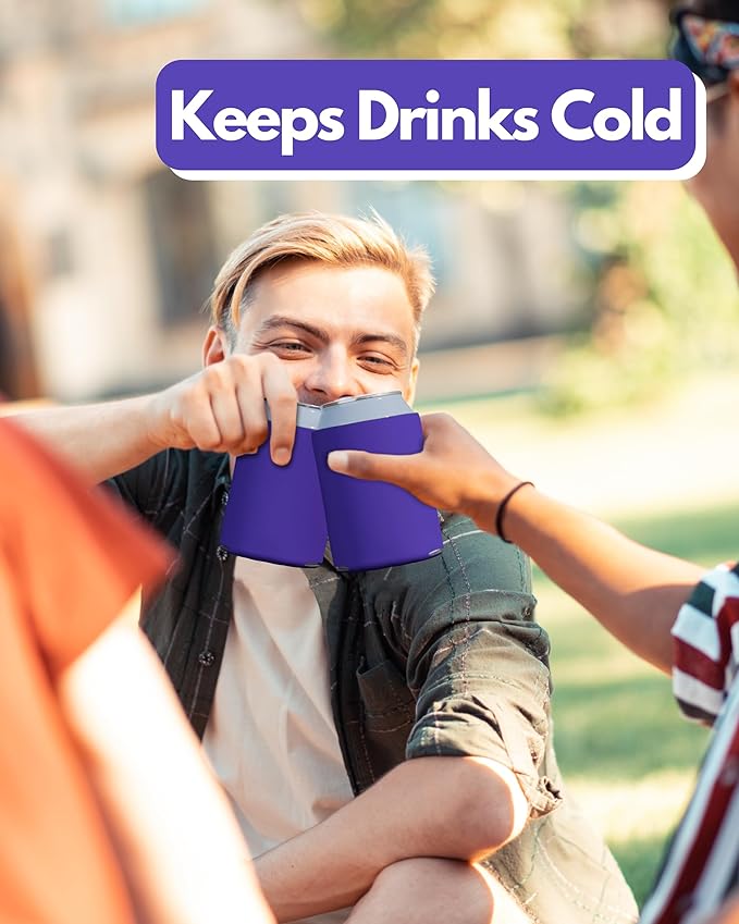 PartyPrints 25 Pack Purple Blank Can Cooler Sleeves, Customizable Bulk Insulated Foam for Beer, Collapsible Plain Drink Holder, Cold Soda Insulator, 12oz Regular, 16oz Tall Cans