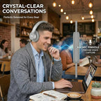 Wired Headphones, Premium Over-Ear Headset with Hi-Fi Stereo Sound, Noise-Isolating Ear Cushions, Lightweight Comfortable Design, Tangle-Free Cable, Ideal for Work & Daily Commute (Silver)