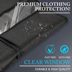 Hleelomi 5 Pack 60-inch Suit Bag Garment Bag for Travel and Storage, Garment Bags for Hanging Clothes with Zipper and Visible Transparent Window, Black