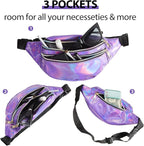 Frienda 2 Pieces Holographic Fanny Pack for Women Colorful Sport Waist Bag Pack