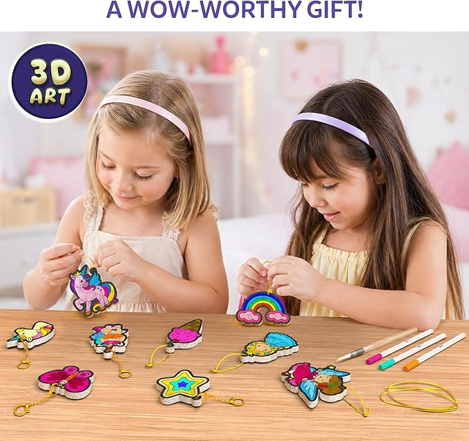Skillmatics Aqua Puffs - 3D Art Kit, Princesses & Unicorns, Mess-Free Paint by Number Craft for Kids, DIY Color Activity, Screen-Free Fun, Best Gift for Girls & Boys Age 4, 5, 6, 7, 8, 9, 10