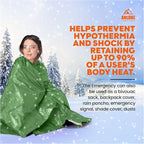 ANLOKE Emergency Blankets Mylar Thermal Blanket (4 Pack) of Space Blanket 82" x62''. Survival Blankets Heavy Duty Camping Gear, First Aid, Green