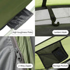 4 Person Easy Pop Up Tent,9.5’X6.6’X52'',Waterproof, Automatic Setup,2 Doors-Instant Family Tents for Camping, Hiking & Traveling