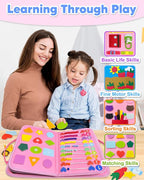 Exorany Busy Board Montessori Toys for Toddler Girl Birthday Gifts, Busy Book Sensory Learning Toys for Toddlers, Toddler Girl Airplane Car Travel Toy Educational Activities
