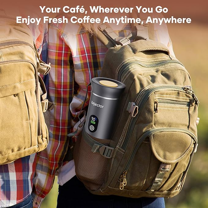Portable Coffee Maker Espresso Machine Small Electric Battery Operated Coffee Cup Mini Espresso Machines Self-Heating Car Travel Espresso Pod Maker, 3-IN-1 Ground Coffee & NS Capsule Hiking Camping