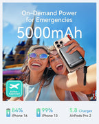 INIU Magnetic Portable Charger, Ultra Slim Qi2 Certified 5000mAh 20W Magnetic Power Bank, USB C in&Out Wireless Battery Pack with Foldable Stand, Phone Charger, Only for iPhone 16/15/14/13/12 Series