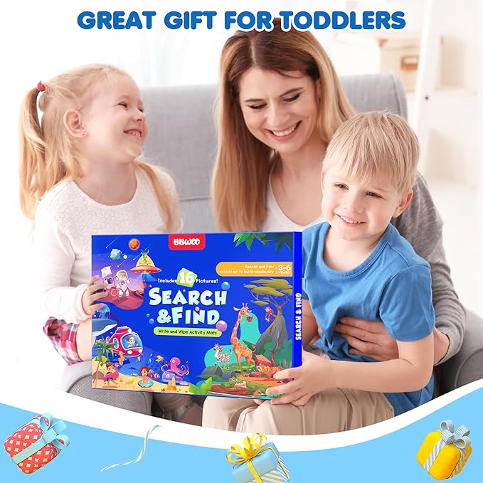 Search and Find Activity Books for Kids Ages 3-5, Travel Games Toys for Car Airplane, Road Trip Activities for Kids Games 4-8, Preschool Learning Activities, Educational Seek Game,Gifts for Boys Girls