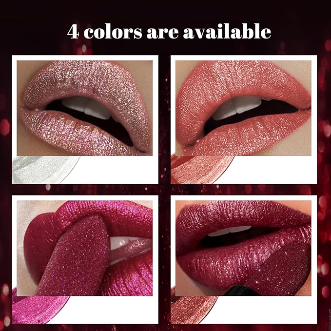 Badhare Shimmer Lipstick Liquid Lip Gloss Waterproof Matte - Long Lasting 12H Transfer Proof, Smudge Proof Full Coverage Non-Drying Glitter Lipstick with Sparkle Lip Stains