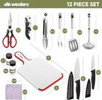 Wealers Camp Kitchen Cooking Utensil Set Travel Organizer Grill Accessories Portable Compact Gear for Backpacking BBQ Camping Hiking Travel Cookware Kit Water Resistant Case