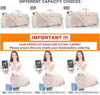 80L Large Duffle Bag for Travel, 26' Travel Duffel with Shoe Compartment, Foldable Collapsible Overnight Gym Weekender Bag for Men Women, Waterproof & Tear Resistant (Beige, 80L)