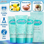LavaPop - Travel Size Hotel Toiletries Bundle - Iris, Violet & Amber, 0.7 oz each, 200 Pcs - 4-Piece Set: 50 Rectangular Bar Soap, 50 Shampoo, 50 Conditioner & 50 Body Lotion - Bulk Small Toiletries