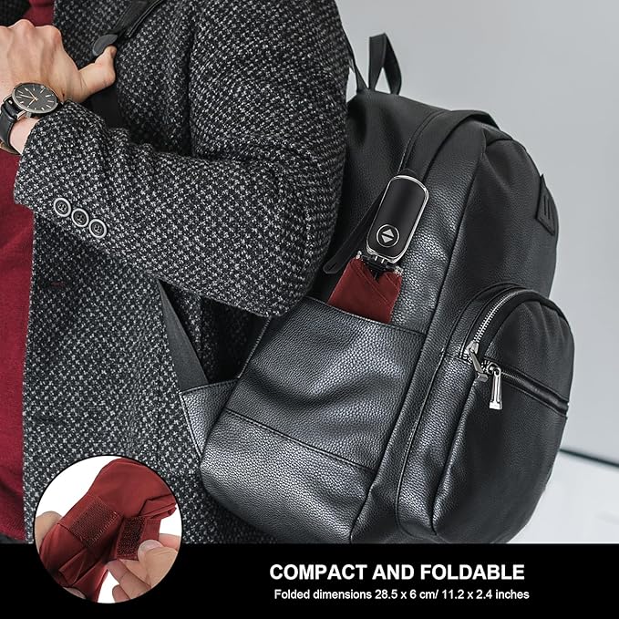 Compact Travel Umbrella for Purse - Flat Handle, Waterproof for Light Rain