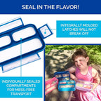 Small Snack Containers for Kids Toddlers - 3 Compartments (Set of 2) - Leak-Proof Reusable Boxes with Lids -BPA-Free Plastic Mini Bento Lunch Box - Ideal for School, Daycare, Holds 2 Cups (Navy+Blue)