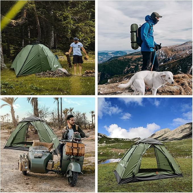 Backpacking Tent for Camping 1-5 Person Hiking Ultralight Tent for Waterproof Windproof Outdoor Two Doors Tents Easy Quick Setup Lightweight Instant Tents