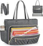 RAINSMORE Teacher Tote Bag 15.6 Inch Laptop Bag for Women Work Bag with Large Cup Holder Nurse Bag Computer Tote Handbag