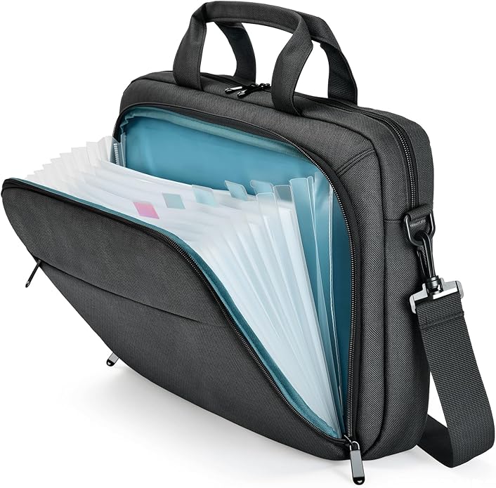 Bulado Laptop Bag with File Organizer, Water-Resistant Laptop Case, 15.6 Inch Multi-Compartment Work Bag for Men and Women, Carry-On for Business Commute Work Travel Trip