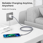 Basesailor for iPhone 17 16 Pro Max Charger Cord,USB to USB C Cable,Type C Charging Power Cord for Apple 17e 15 iPad 10 Air 4 5,Samsung Galaxy S26 S25 S24 S23,Grey,3Pack 3.3/6.6/10FT(1/2/3M)
