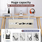 36" Under Desk Cable Management Tray for Home Office, No Drill Cord Organizer for Glass & Wood Table, Anti-Sag Oxford Fabric Wire Management Hider, Fits Surge Protector (Beige, 35.8")