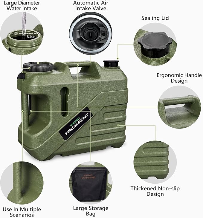 SPACEREST Portable Shower for Camping with Integrated Design – Spill-Resistant, Electric Camping Shower, 5-Gallon Food-Grade Water Jug for Outdoor, Beach, Hiking, Dog Wash