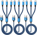IDISON Multi Charging Cable(3Pack 4FT), 3 in 1 Charging Cable for Multiple Devices, USB-A Multi Charger Cord with Type-C, Micro USB and IP Port for iPhone 16/15/14/13/iPad/Android/Tablets and More