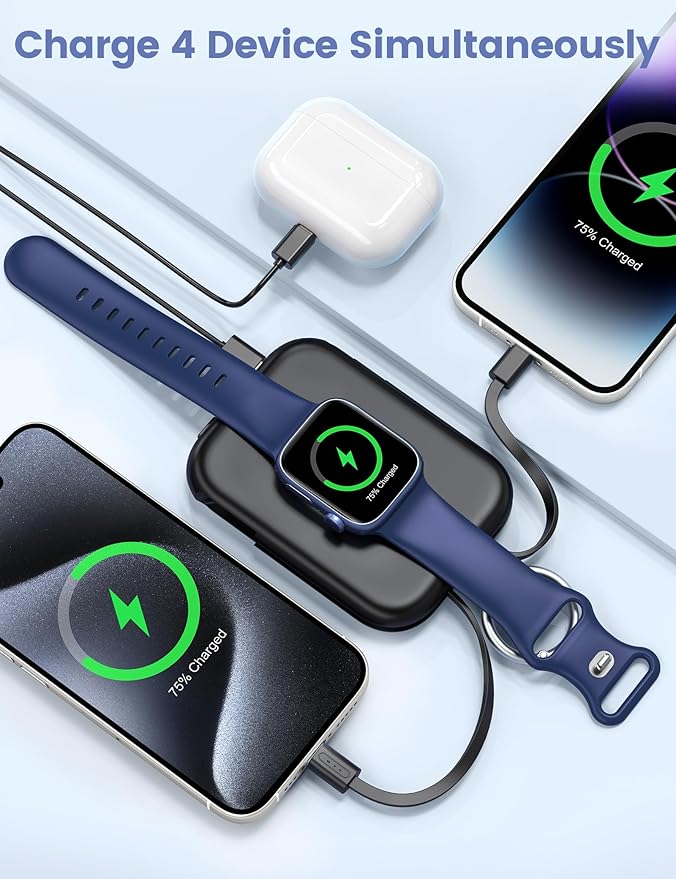 RORRY Portable Charger, 5000mAh Portable Charger Power Bank with Built-in Cables Laptop Power Bank, 25000mAh 65W Portable Laptop Charger