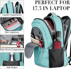 BIKROD Teal Backpack for Women and Men, Extra Large School Backpacks for Teens, Water Resistant Back Pack Fits 17 Inch Laptop, Business Anti Theft Sturdy Computer Bag Gifts