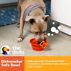 The Dodo Collapsible Dog Bowl, Red; Travel Dog Bowl That Folds Flat and Clips with Carabiner for Easy Storage and Carry