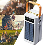 Solar Charger - Portable 50000mAh Energy Station, High Watt External Battery Bank with Integrated Wires Fast Recharge Inputs Multiple Device Connections, Bright LED Illumination Feature, Ideal for Bac