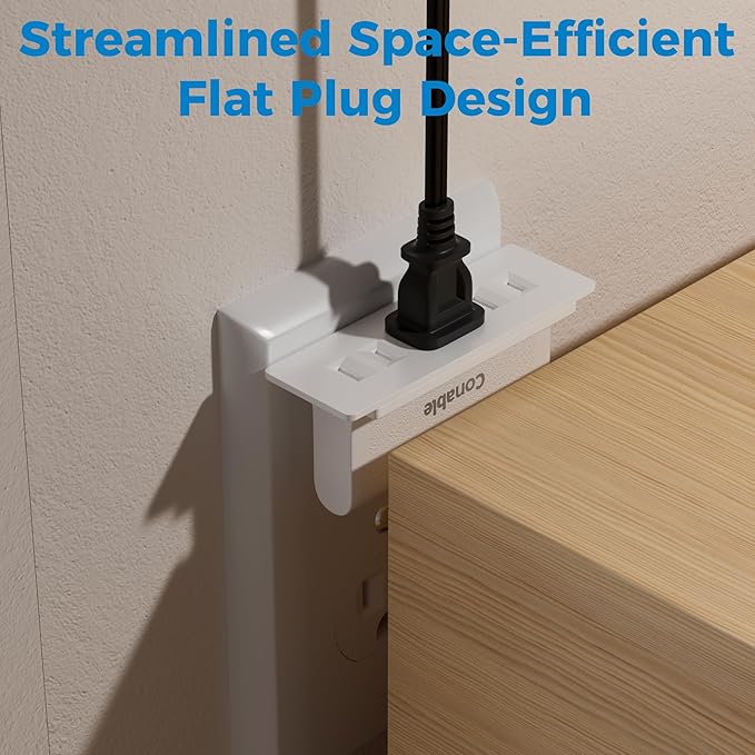 3 Outlets 2 Prong Polarized Lateral Swivel Wall Tap Adapter, 180 Degree Swivel Wall Tap, 2-Prong to 2-Prong Triple Outlet Converter, Wall Tap, Travel Essentials, Polarized, ETL Listed, 2 Pack