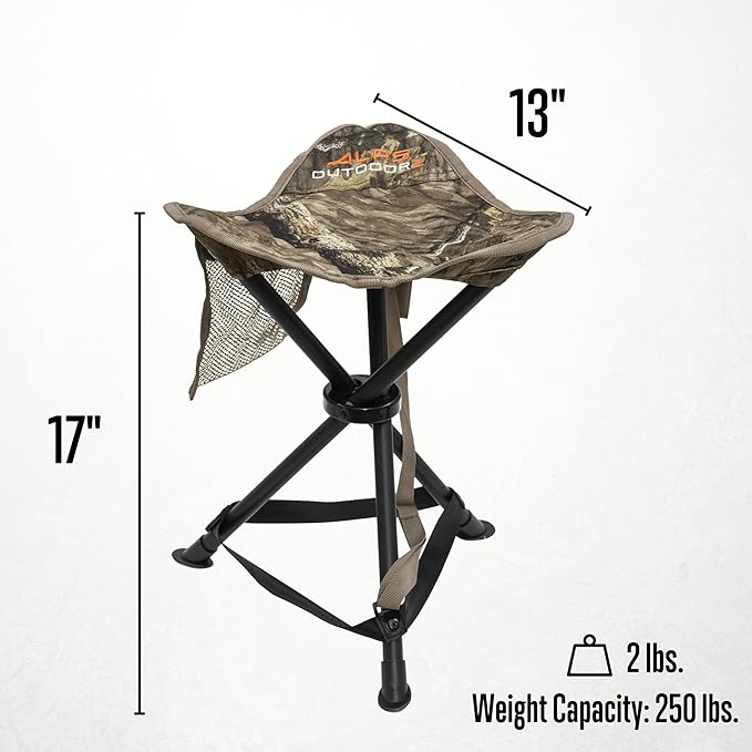 ALPS OutdoorZ Lightweight Packable Blind Chair Tri-Leg Stool – Portable Hunting Seat in Mossy Oak Country Roots with Steel Frame, Compact Fold Design for Waterfowl, Upland & Field Hunting