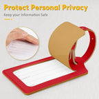 Travelambo 12 Pack Luggage Tags for Suitcases Privacy Protection Bag Tags Faux Leather Travel Accessories Essential, Deep Red