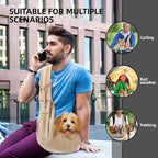Dog Carrier Sling - Reversible Puppy Carrier Purse with Storage Pocket, Hand-Free Dog Sling Carrier for Carry Small Dogs and Cats, Travel Safety Harness, Dog and Cat Harness (Apricot)