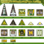 Magnetic Tiles,42PCS Magnetic Building Blocks with Metal Storage Box,Magnet Tiles for Kids Ages 3+,Magnet Tile for Boys & Girls(Military)