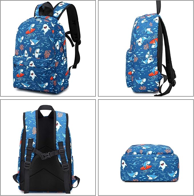 CAMTOP Preschool Backpack for Kids Boys Toddler Backpack Kindergarten School Bookbags (Cute Shark-Navy)