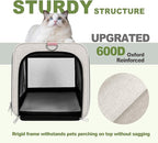 GAPZER Cat Carrier American Airline Approved 18x11x11, Top Opening Sturdy Soft Pet Carrying Bag See Through, Mini Dog Hard Bottom Crate Kennel Case, 4-Side-Ventilation Mesh Cage Toy Poodle Biege