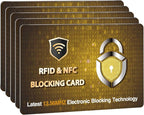 SaiTech IT 5 Pack RFID Blocking Card, Protector for Entire Wallet, Purse, and Debit Credit Cards from NFC Contactless Theft for Men & Women - PL Golden